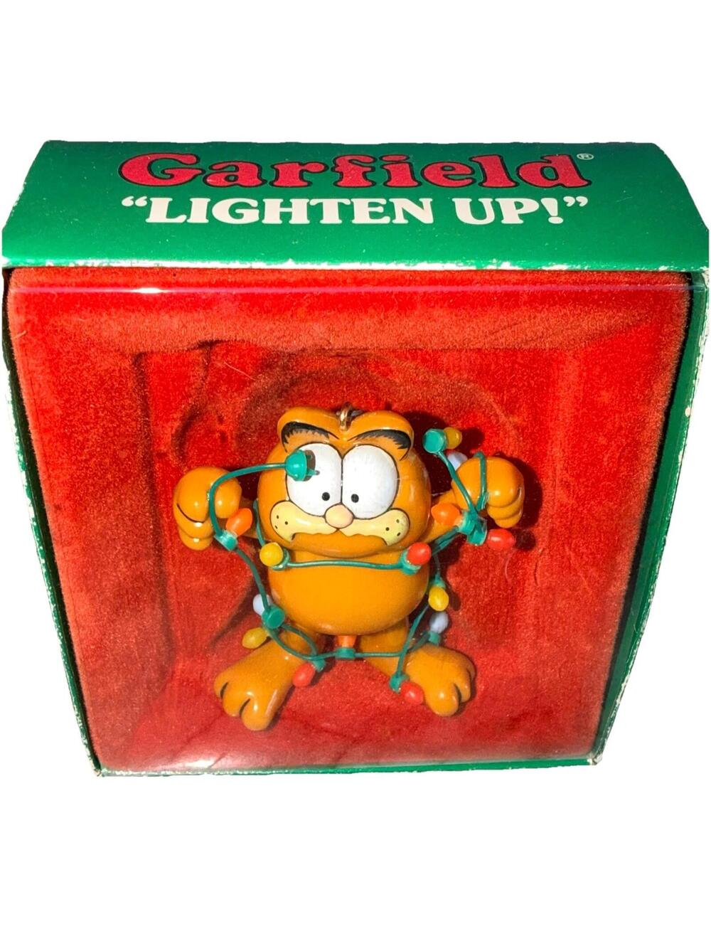 GARFIELD Enesco LIGHTEN UP CHRISTMAS ORNAMENT 1978 Vintage Boxed 553603